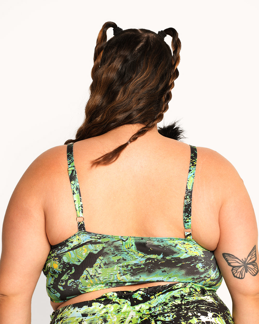 Liquid Toxin Cami Top-Black/Neon Green-Curve1-Back--Daniella---1X