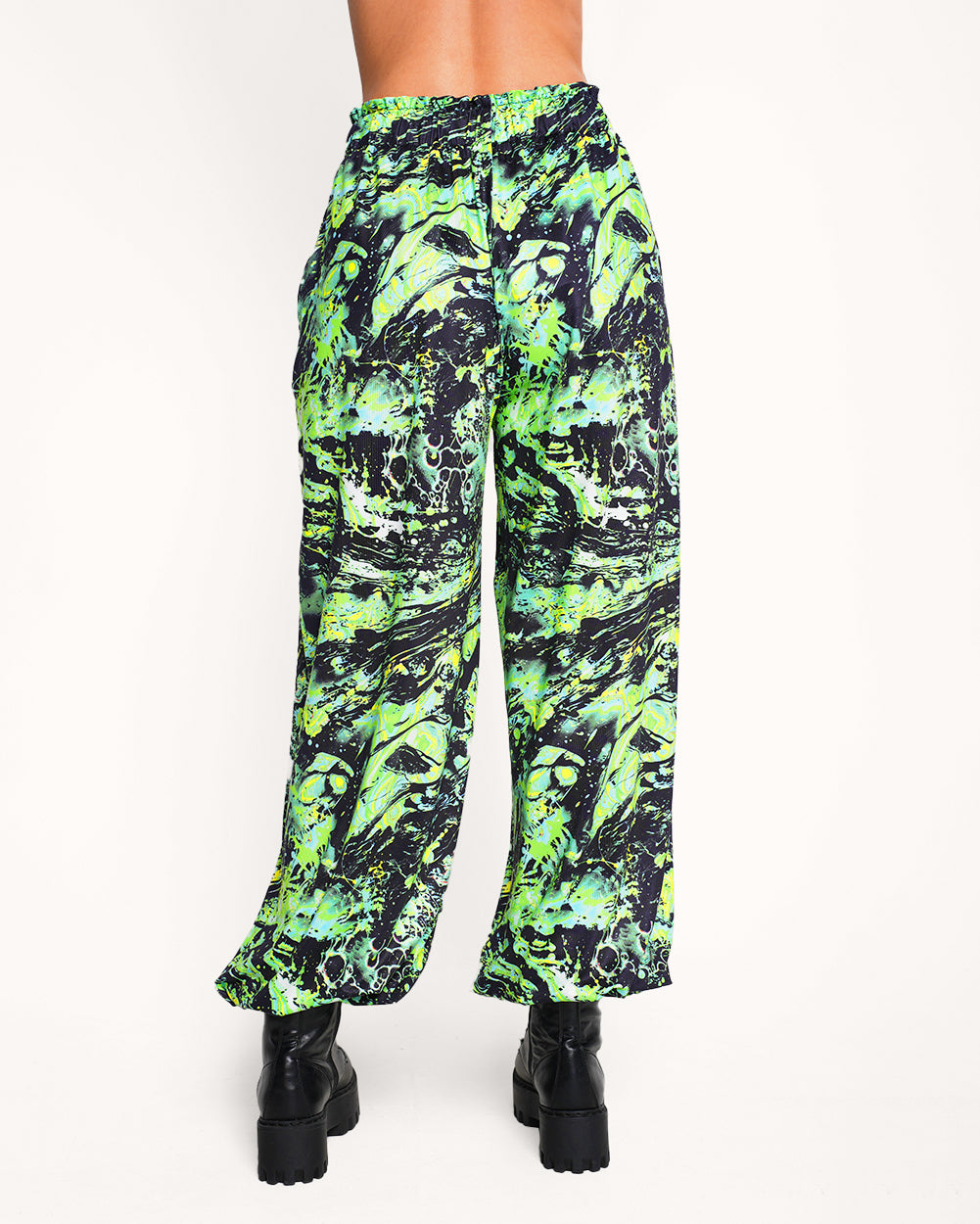 Liquid Toxin Harem Pants-Black/Neon Green-Regular-Back--Sarah2---S