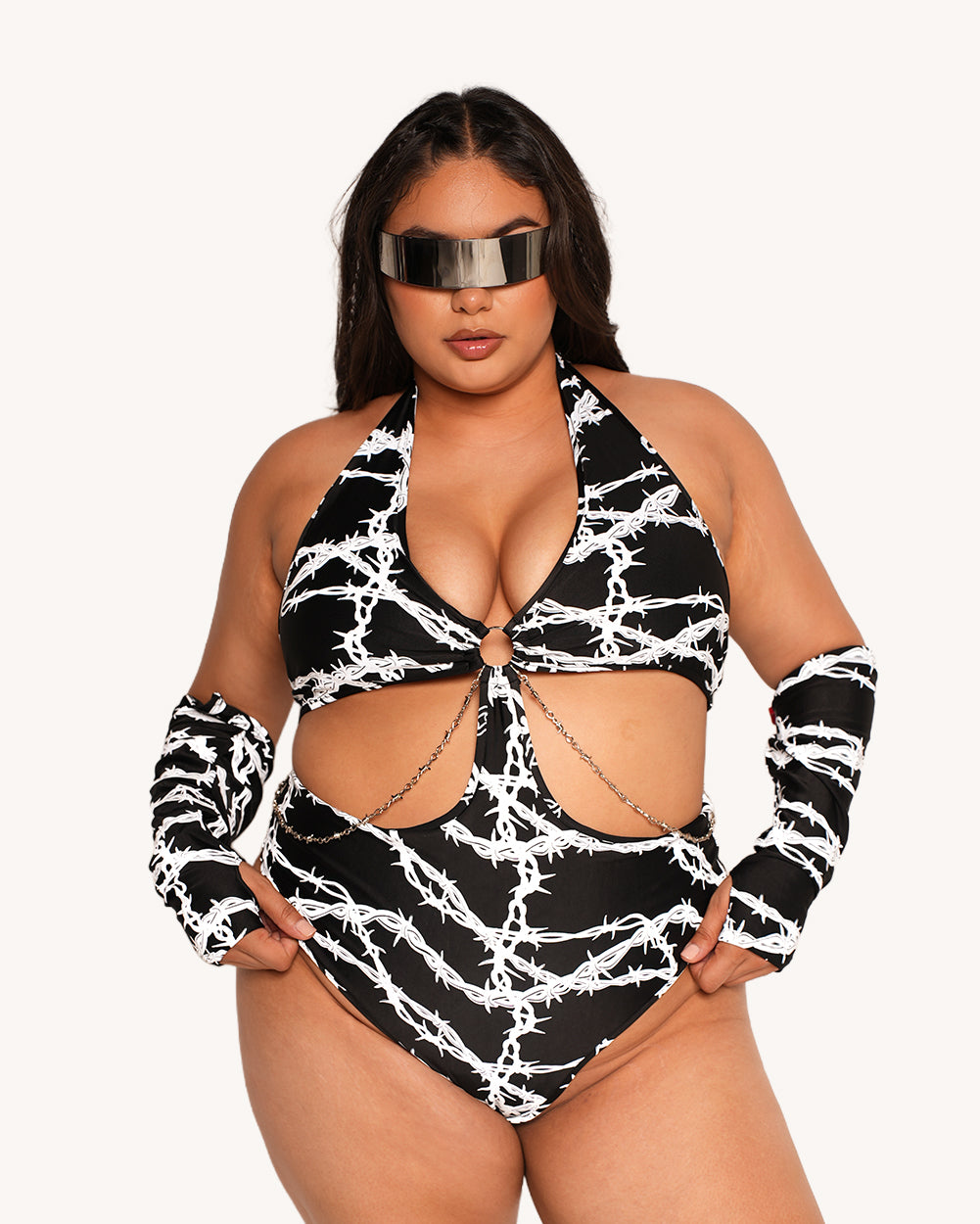Live Wire Reflective Bodysuit with Sleeves - Image 33470318903479