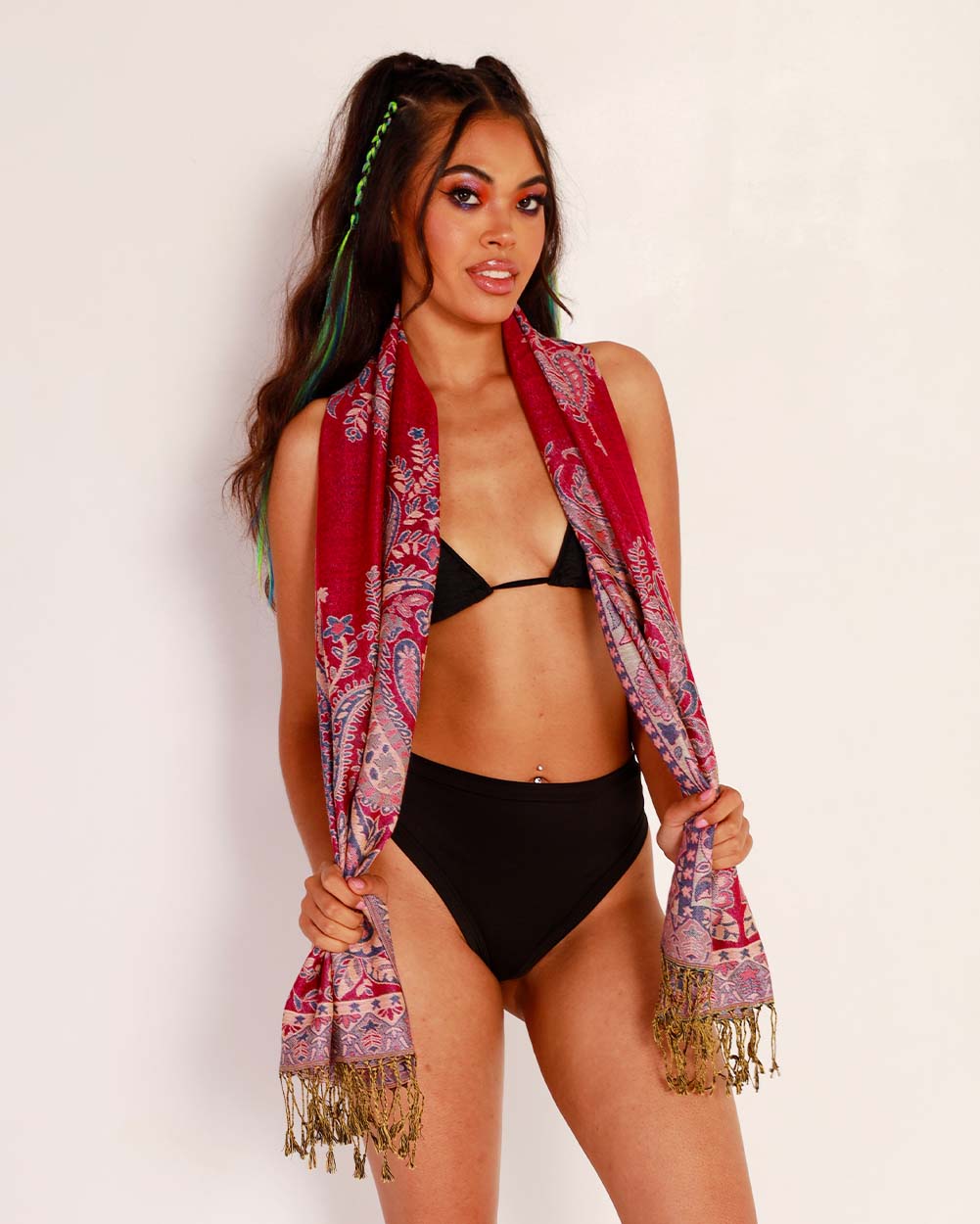 Lost in Paradise Hot Pink Pashmina-Hot Pink-Front