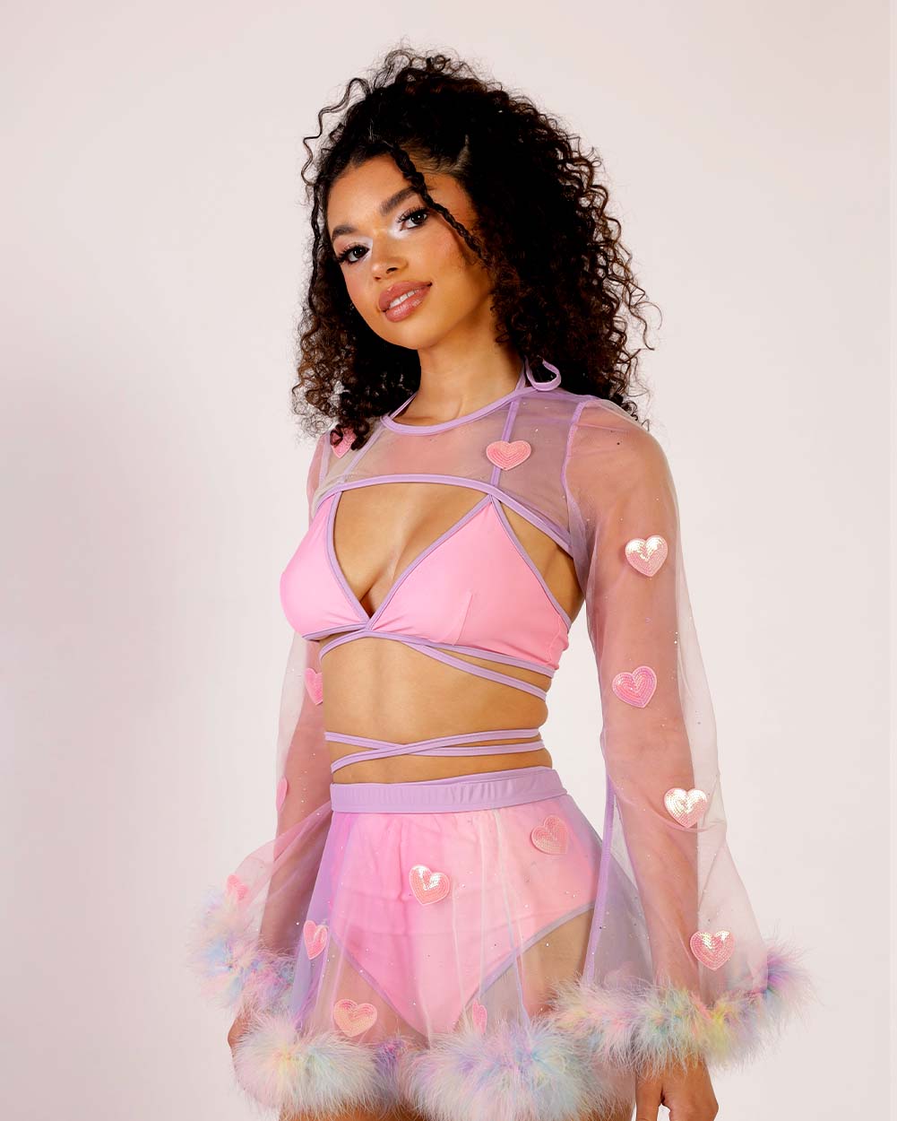 Ari x iHeartRaves Love's A Mesh Pastel Rainbow Top-Rainbow-Side--Quinn---S