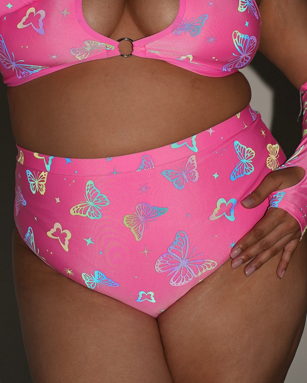 Lucid Flight Pink Rainbow Reflective Skirt and Booty Shorts Set - Image 10