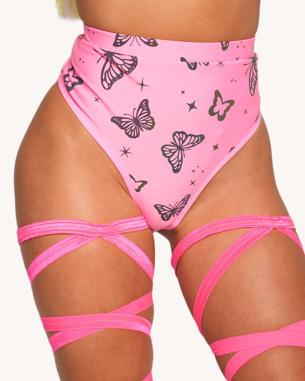 Lucid Flight Pink Rainbow Reflective Skirt and Booty Shorts Set - Image 35112308179127
