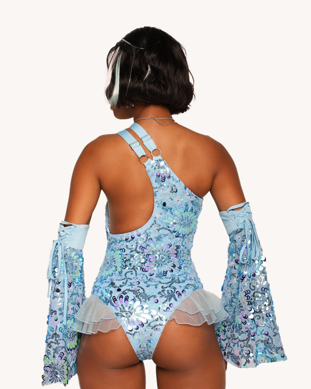 Magic Tricks Sequin Floral Bodysuit with Sleeves - Image 2