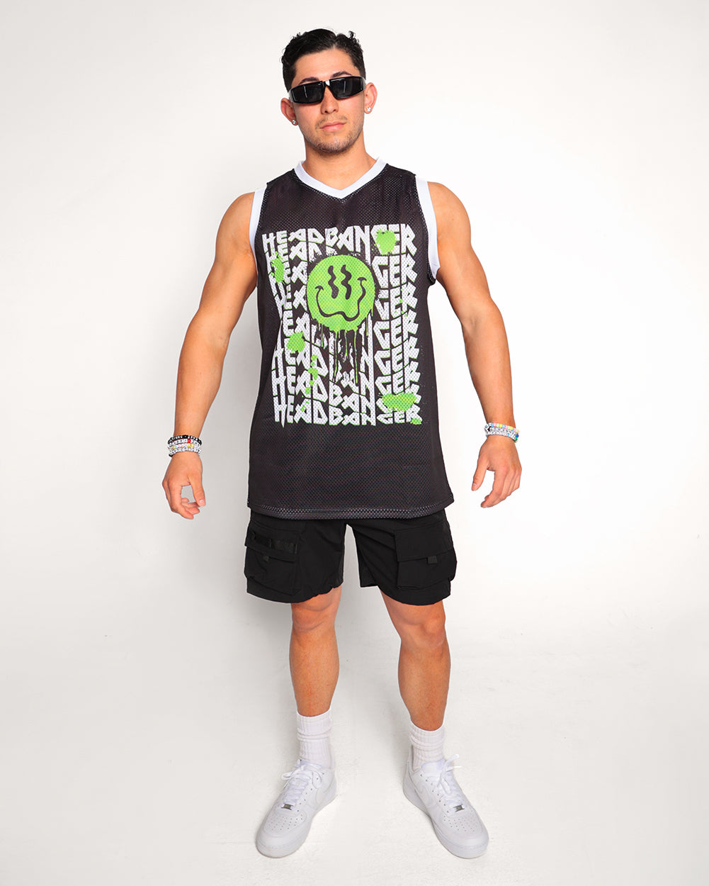 Master Headbanger Basketball Jersey-Black/Green/White-Full--Eric2---L