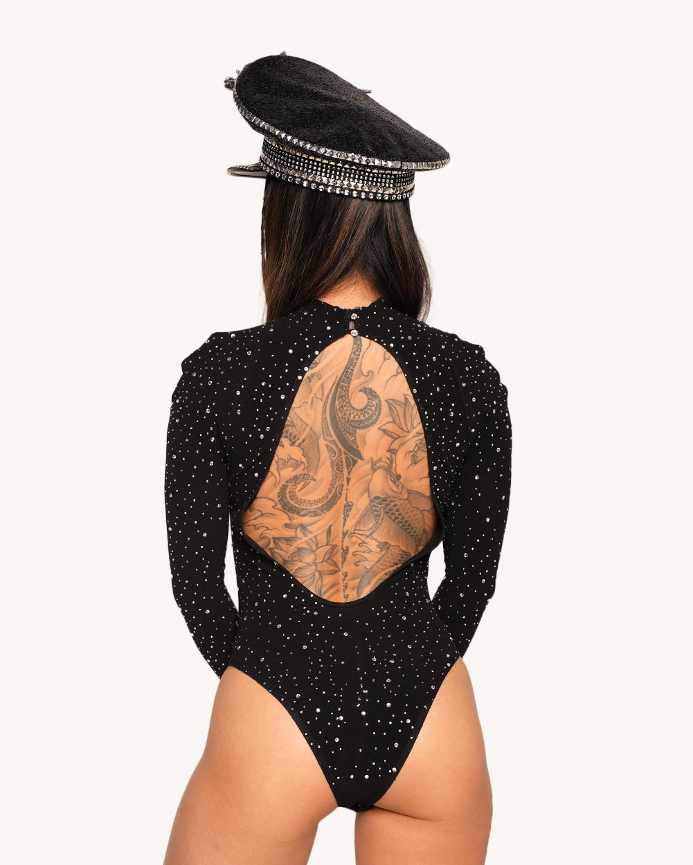 Midnight Tease Rhinestone Bodysuit - Image 35046366904503