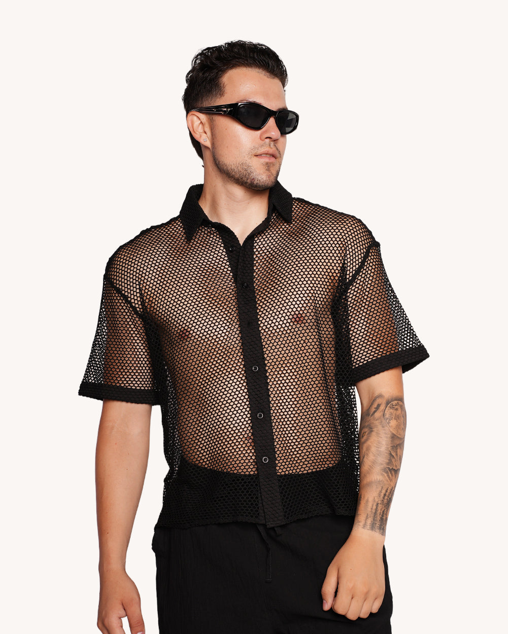 Momentum Fishnet Button Up Shirt - Image 36968496955575