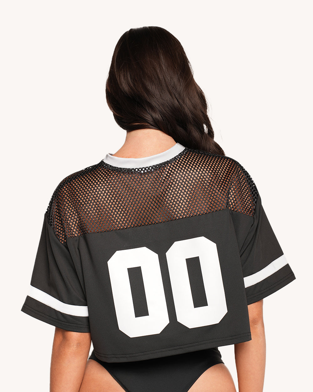 Mushroom Silver Reflective Cropped Football Jersey - Image 1