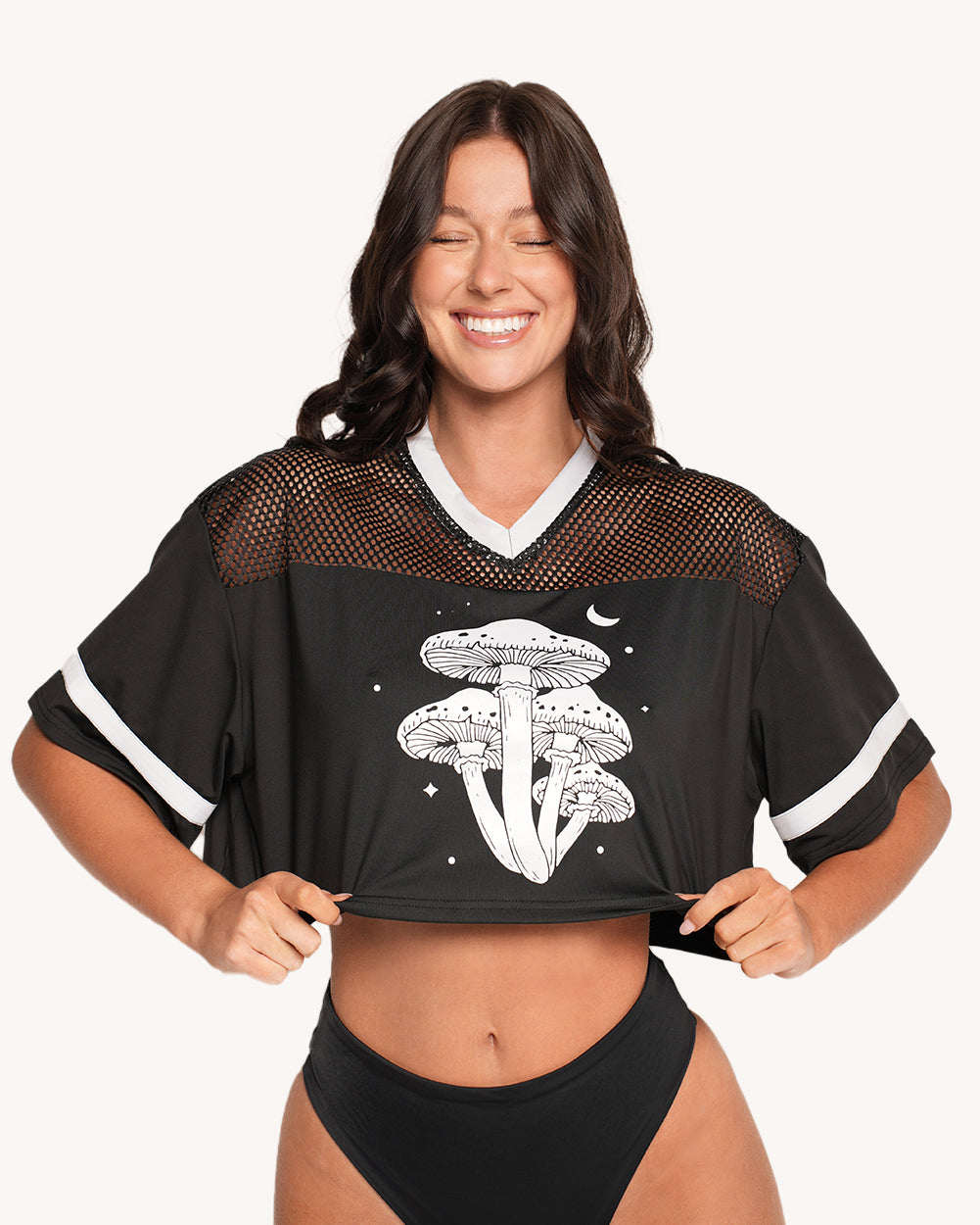 Mushroom Silver Reflective Cropped Football Jersey - Image 2