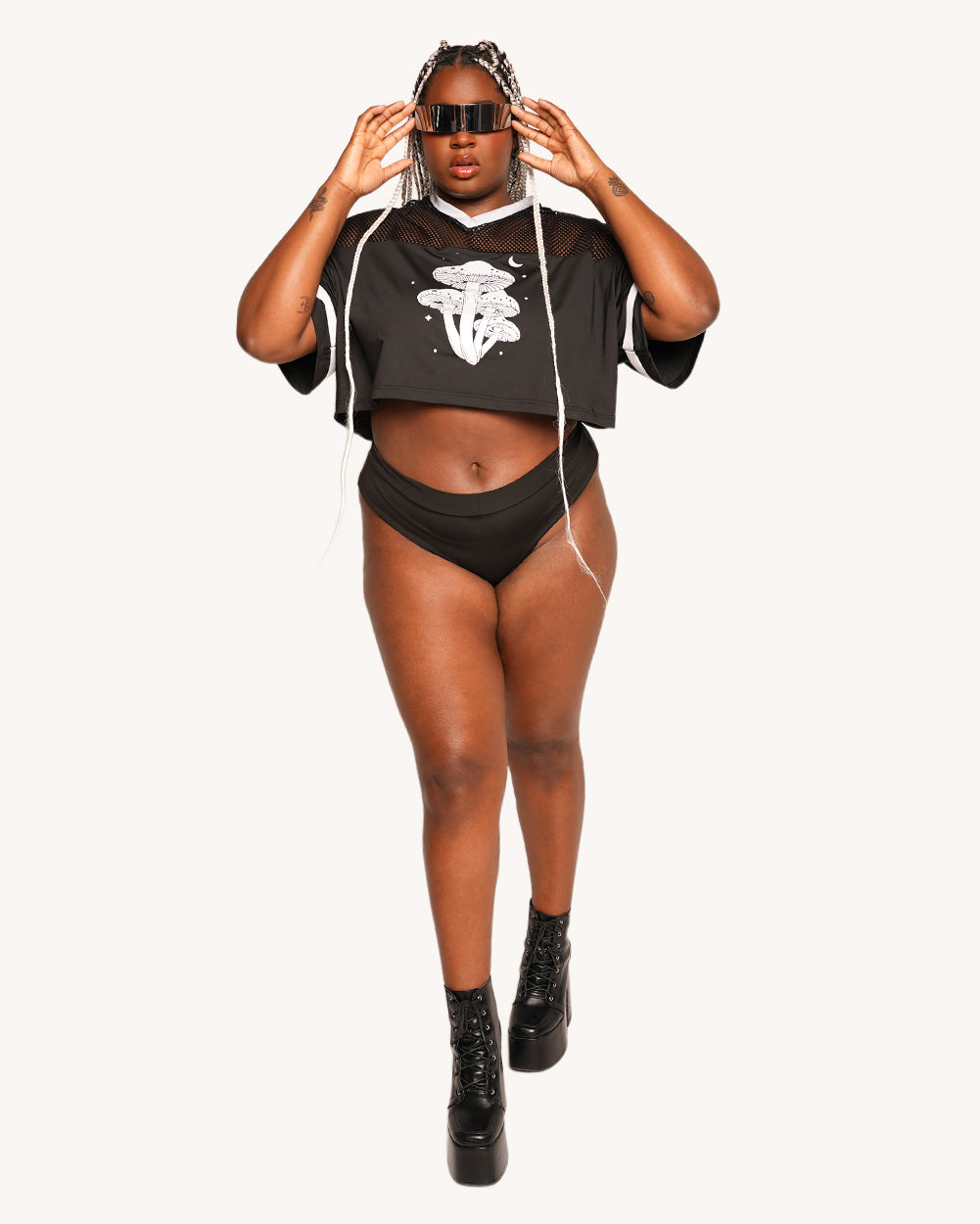 Mushroom Silver Reflective Cropped Football Jersey - Image 33161151250615