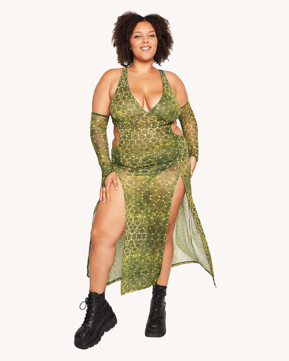 Nature Spirit Hooded Dress with Sleeves - Image 37058291400887
