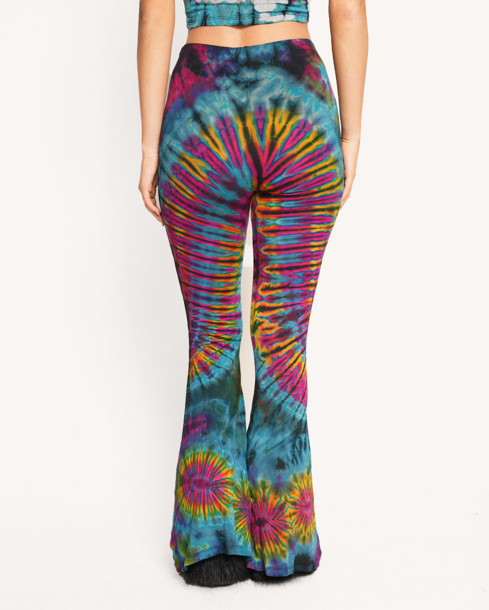 Neon Abyss Tie Dye Bell Bottom Leggings-Rainbow-Regular-Back--Sarah2---S