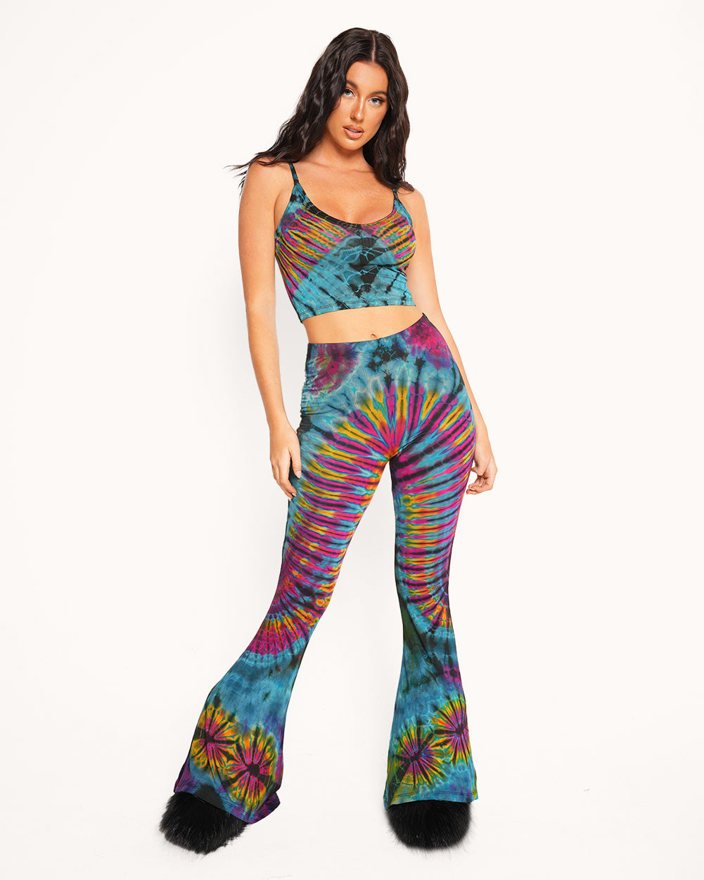 Neon Abyss Tie Dye Bell Bottom Leggings-Rainbow-Regular-Full--Sarah2---S