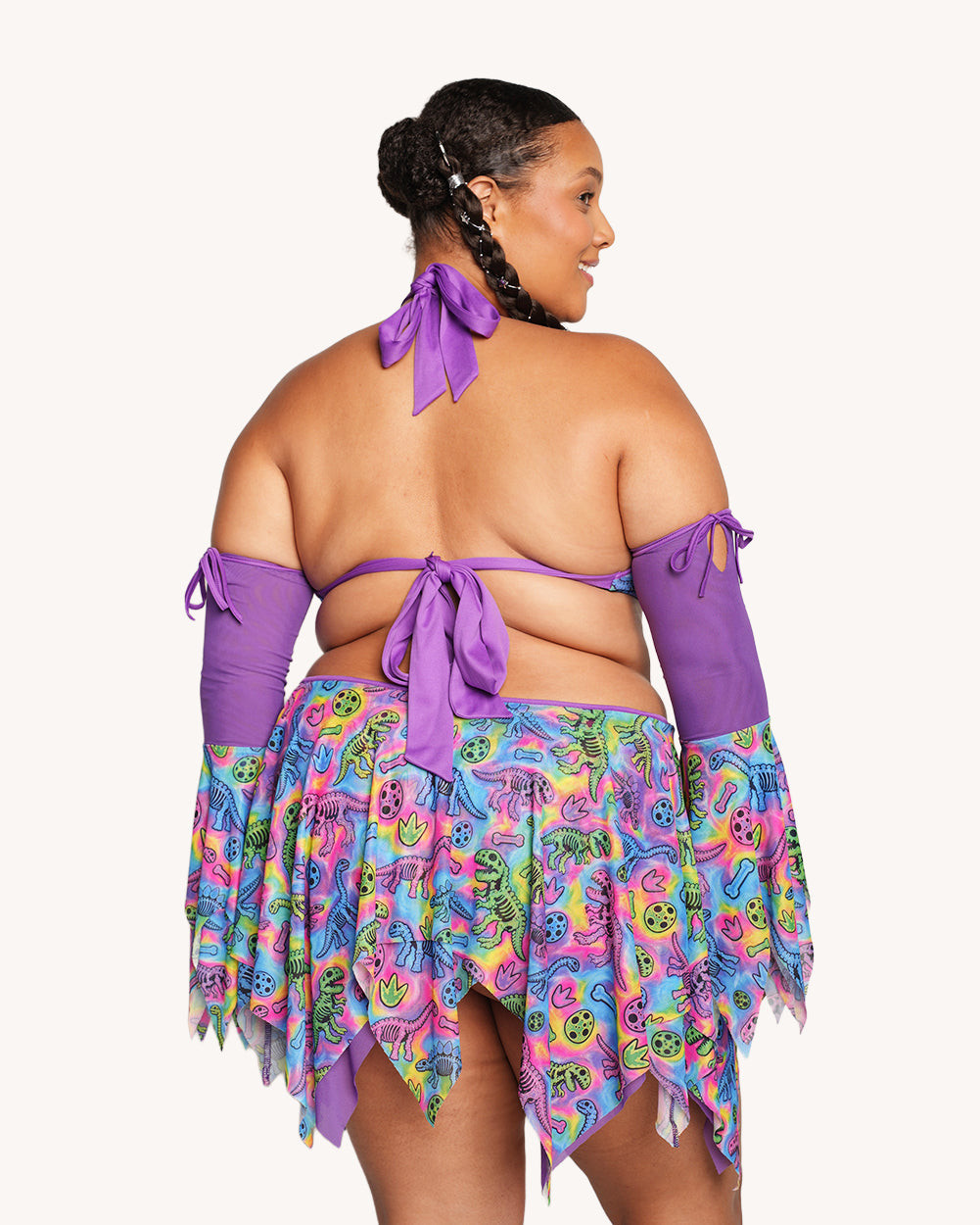 Neon Dino Dress with Sleeves - Image 6