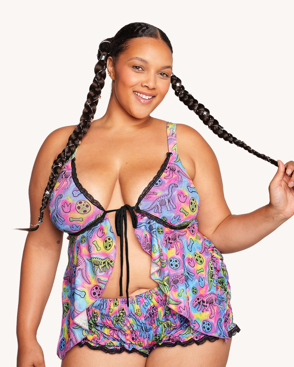 Neon Dino Ruffle Bra Top - Image 37606727975095