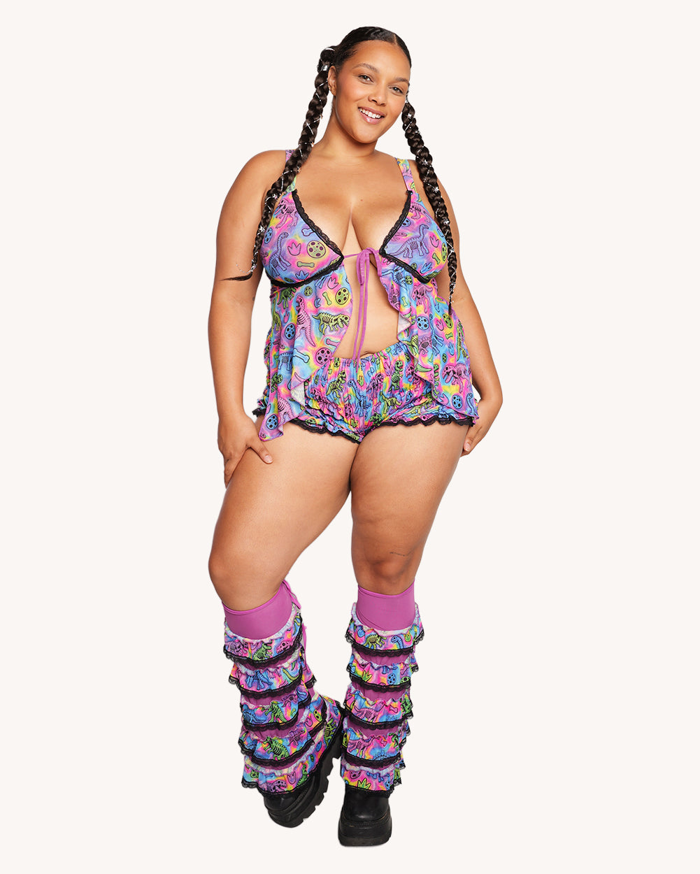 Neon Dino Ruffle Bra Top - Image 37168287219895