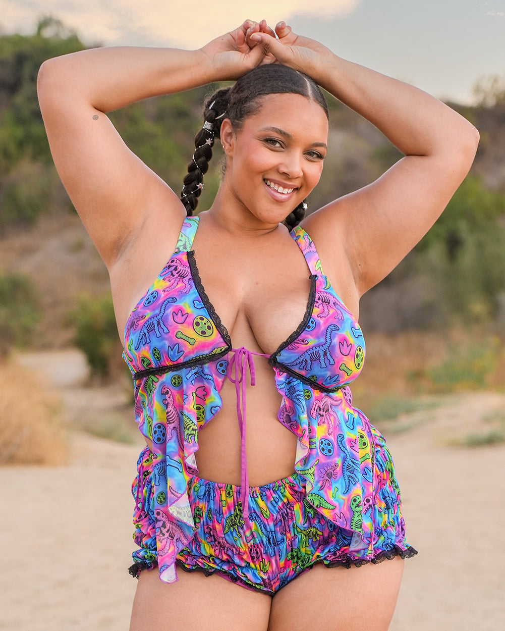Neon Dino Ruffle Bra Top - Image 37534997840055