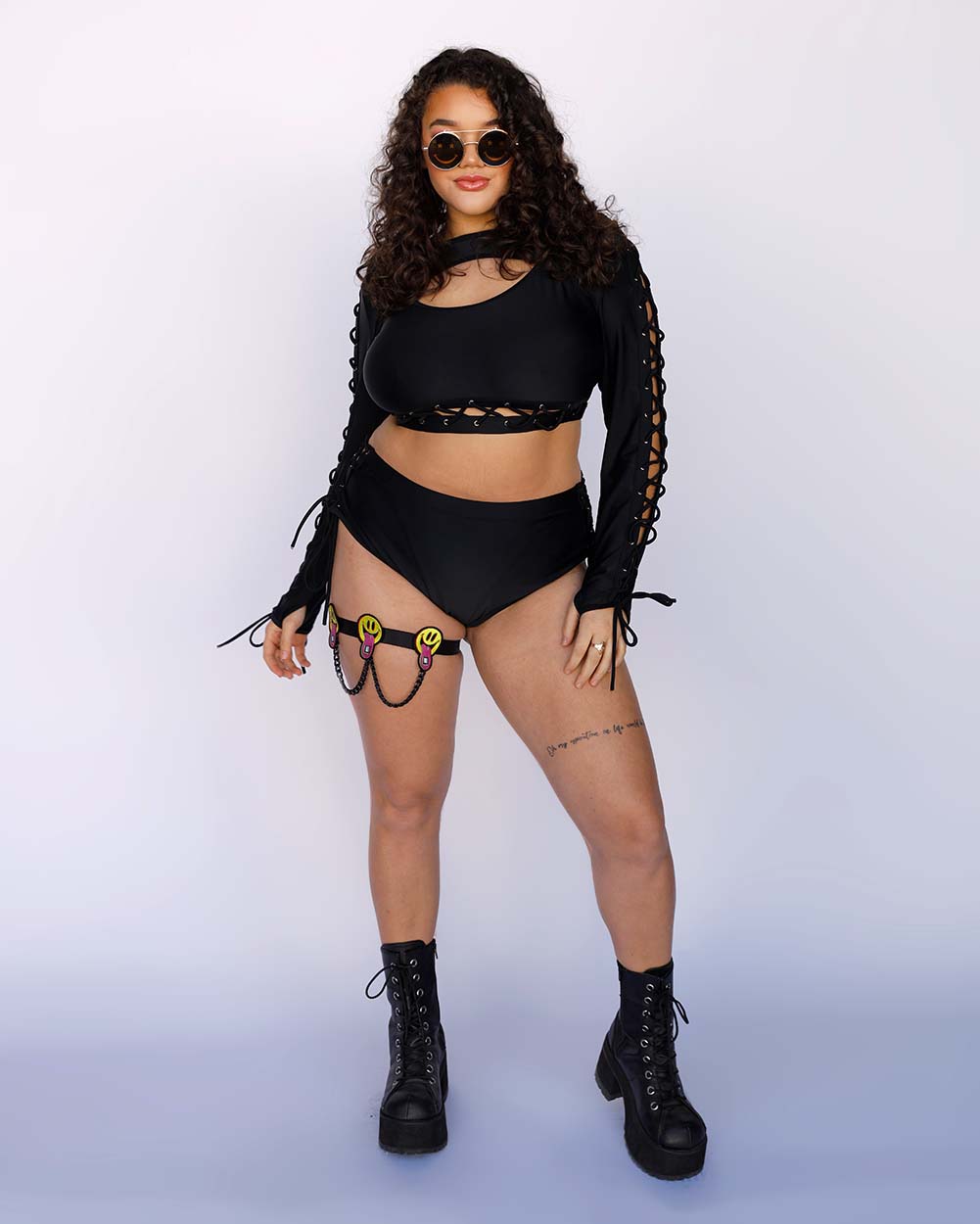 Netherworld Nightlife High-Waisted Bottoms-Black-Curve1-Full--Makayla3---1X