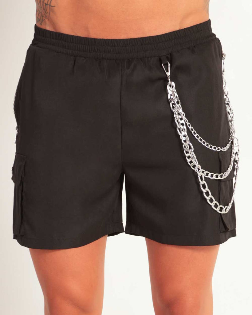 Nightcrawler Men's Shorts w/ Chain-Black-Front--Zach---L