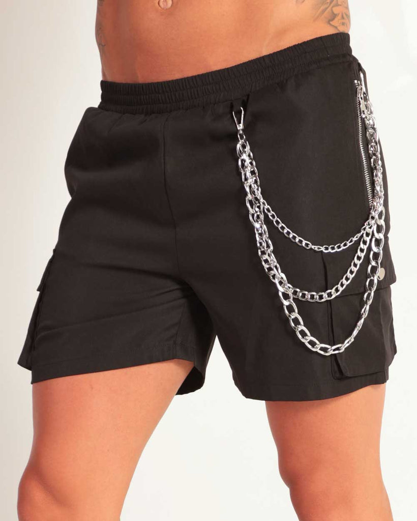 Nightcrawler Men's Shorts w/ Chain-Black-Side--Zach---L