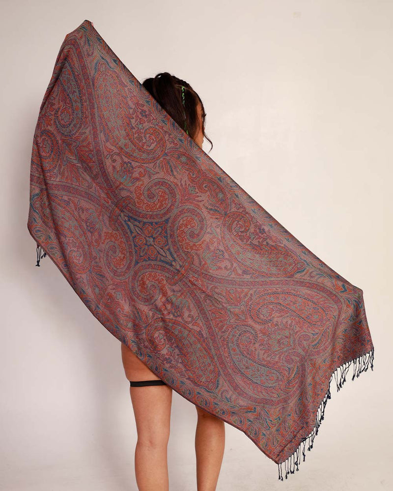 Paisley Nirvana Pashmina-Maroon-Back