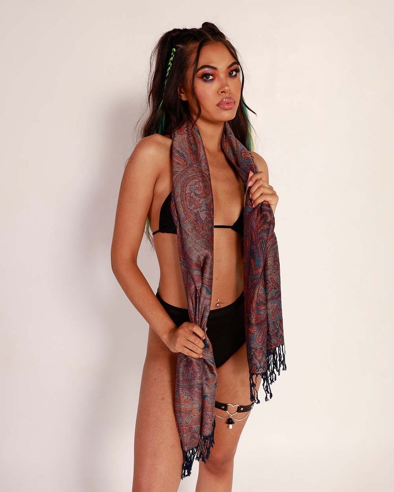 Paisley Nirvana Pashmina-Maroon-Front