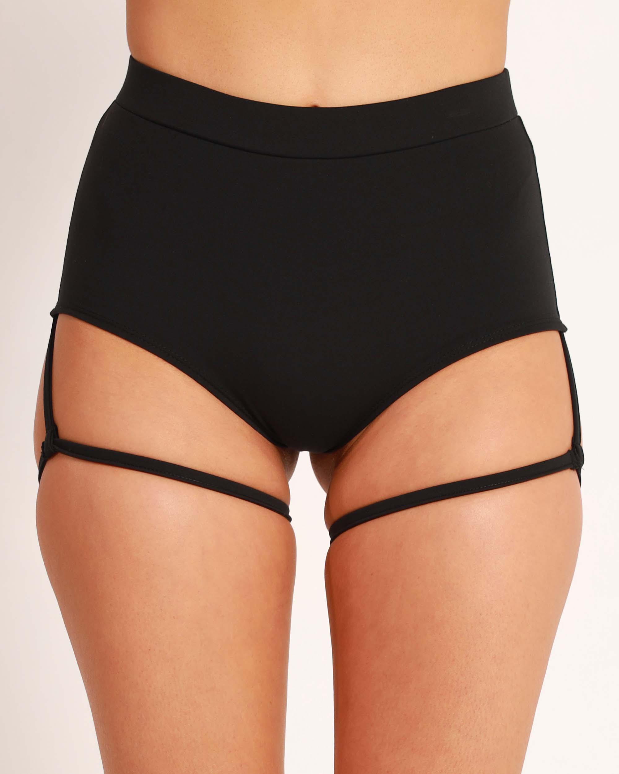 Overthrown High Waist Shorts with Leg Wraps - Image 33729418231991