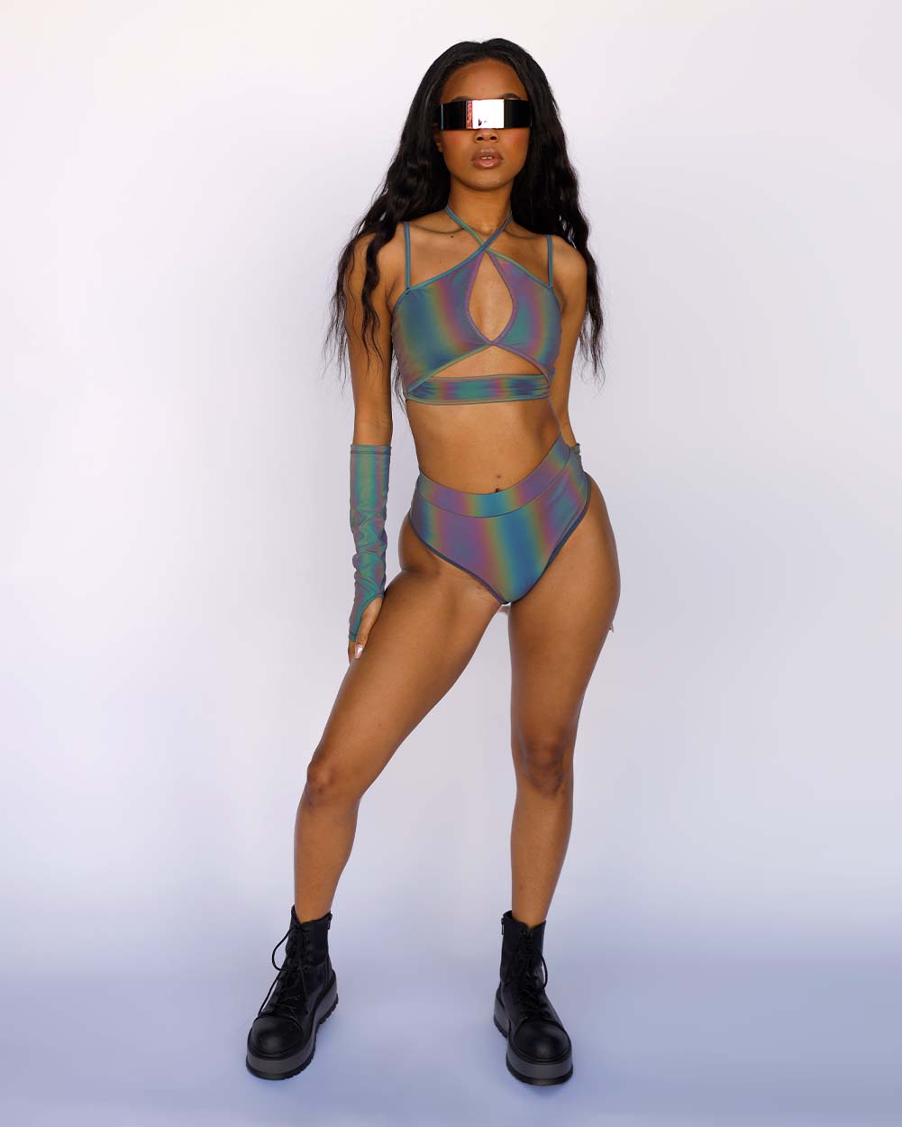 Blinding Lights Rainbow Reflective Bottoms-Black/Rainbow-Full--Nevaeh---S