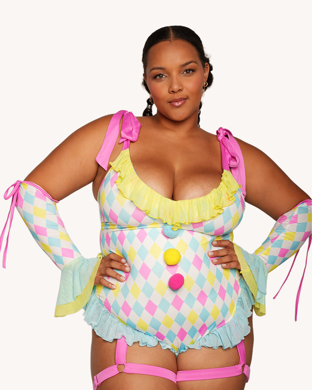 Pastel Harlequin Bodysuit with Sleeves - Image 5