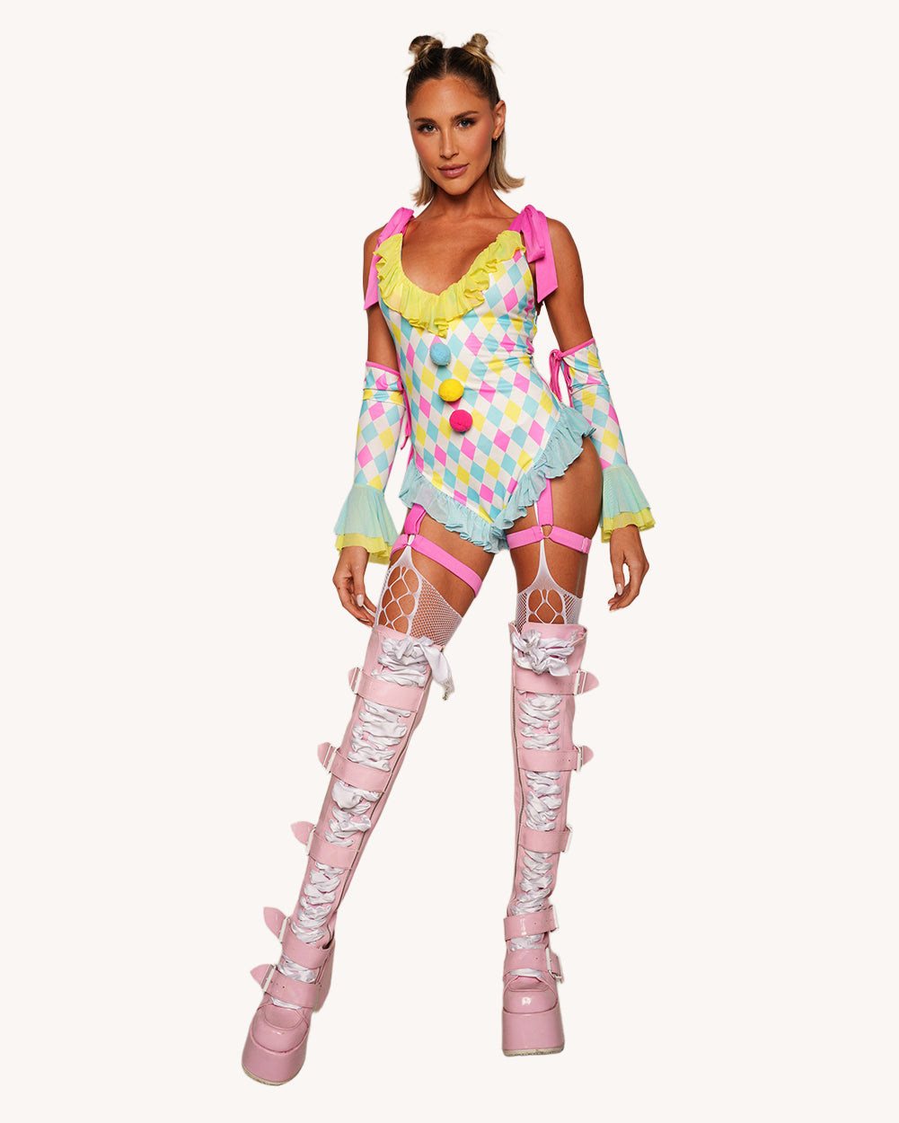 Pastel Harlequin Bodysuit with Sleeves