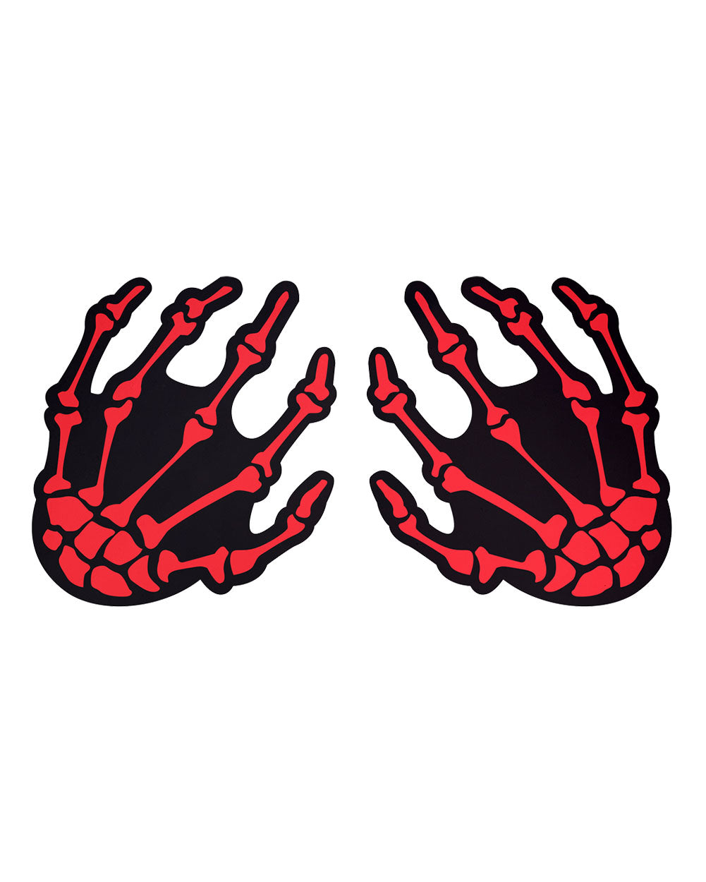 Pastease Bloody Skeletal Hands Nipple Pasties-Black/Red-Front2