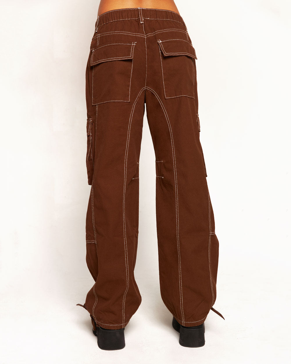 Phenomenal Power Wide Leg Pants-Brown-Regular-Back--Courtney---S