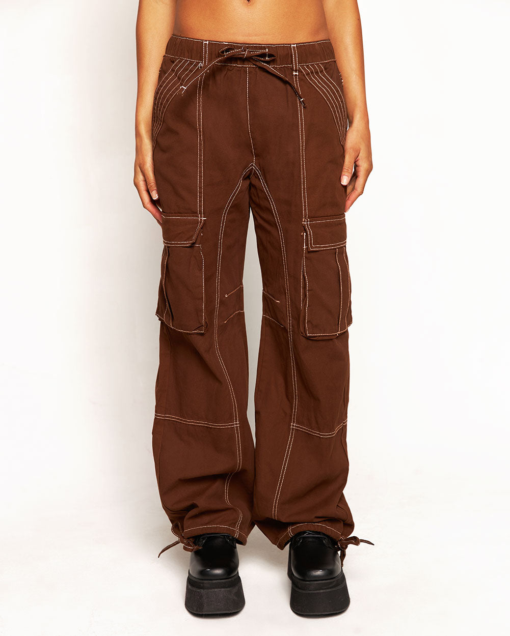 Phenomenal Power Wide Leg Pants-Brown-Regular-Front--Courtney---S