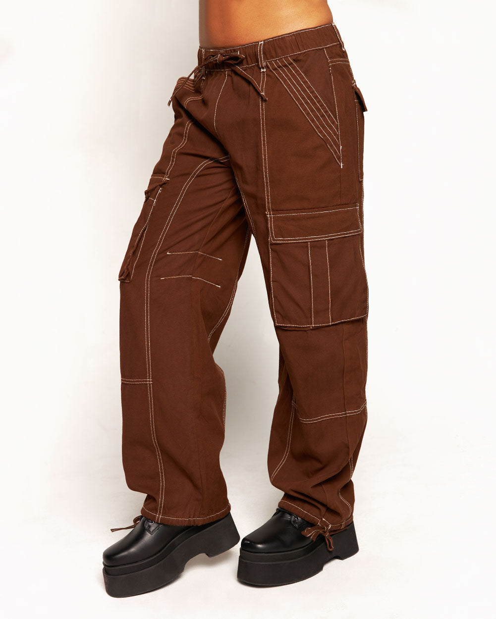 Phenomenal Power Wide Leg Pants-Brown-Regular-Side--Courtney---S