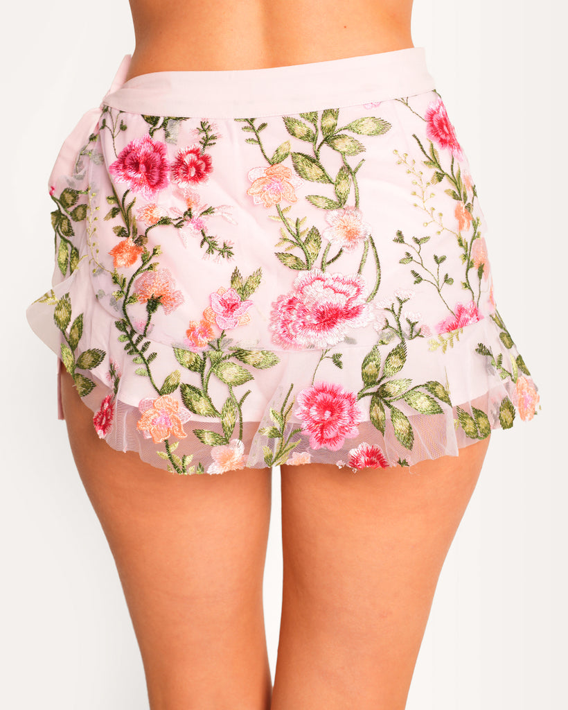 Pixie Petals Side Tie Skirt-Green/Pink-Regular-Back--Sarah2---S