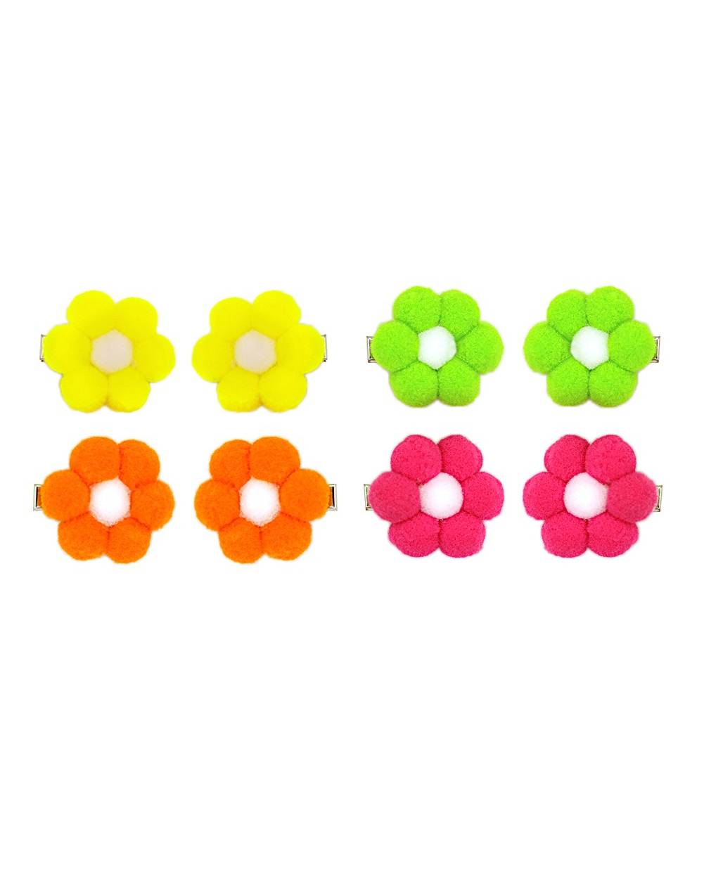 Poppy Petals Neon Floral Hair Clips