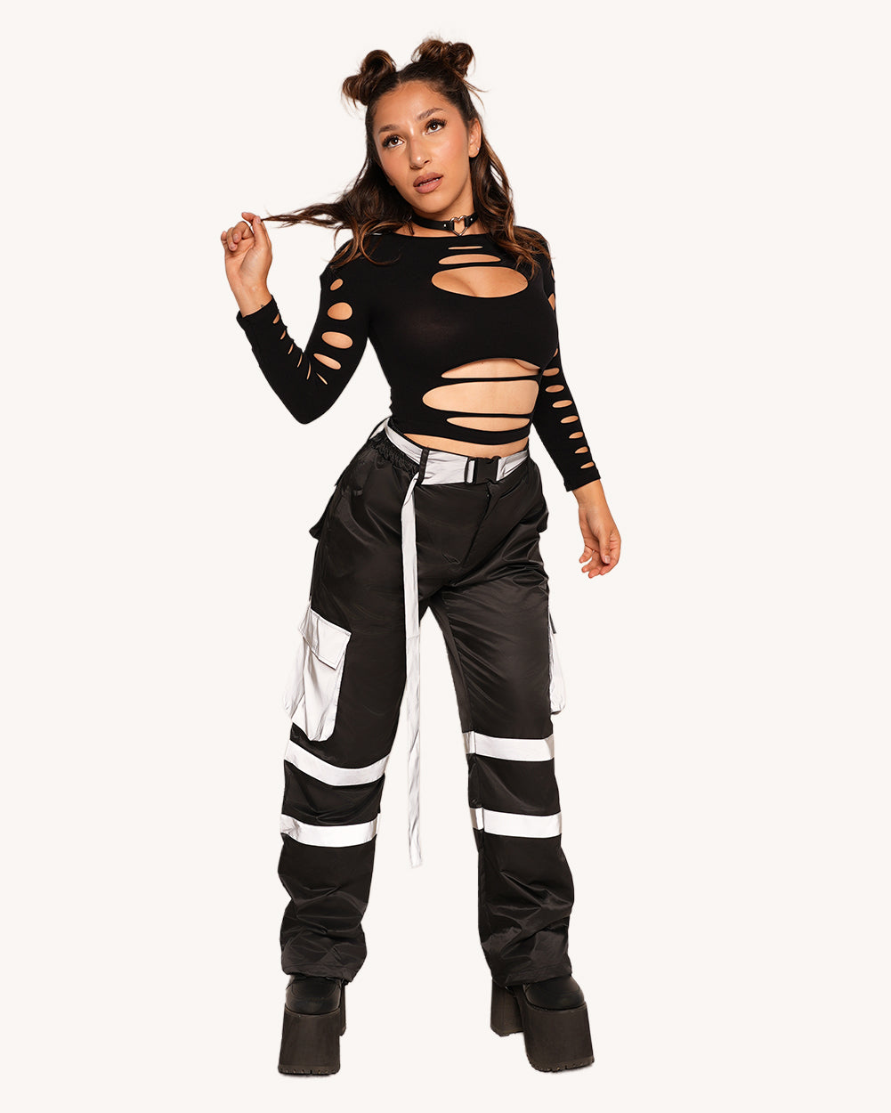 Post-Party Glow Reflective Wide Legged Pants - Image 3