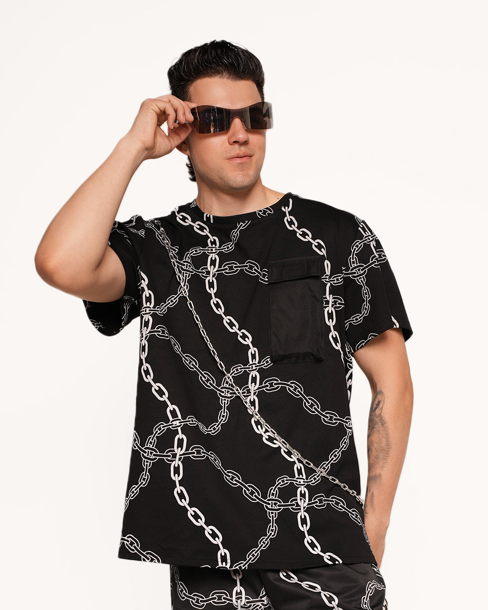 Power Surge Silver Reflective Chain Men's Tee-Men