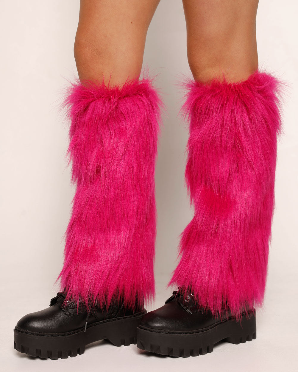 Pretty Privilege Fluffy Leg Warmers-Neon Pink-Regular-Side 2--Sarah---S