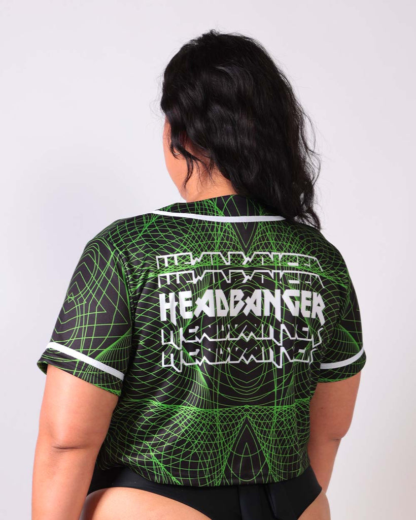 Psycho Sonic Headbanger Cropped Jersey-Black/Green/White-Curve1-Back-Silvia---2XL