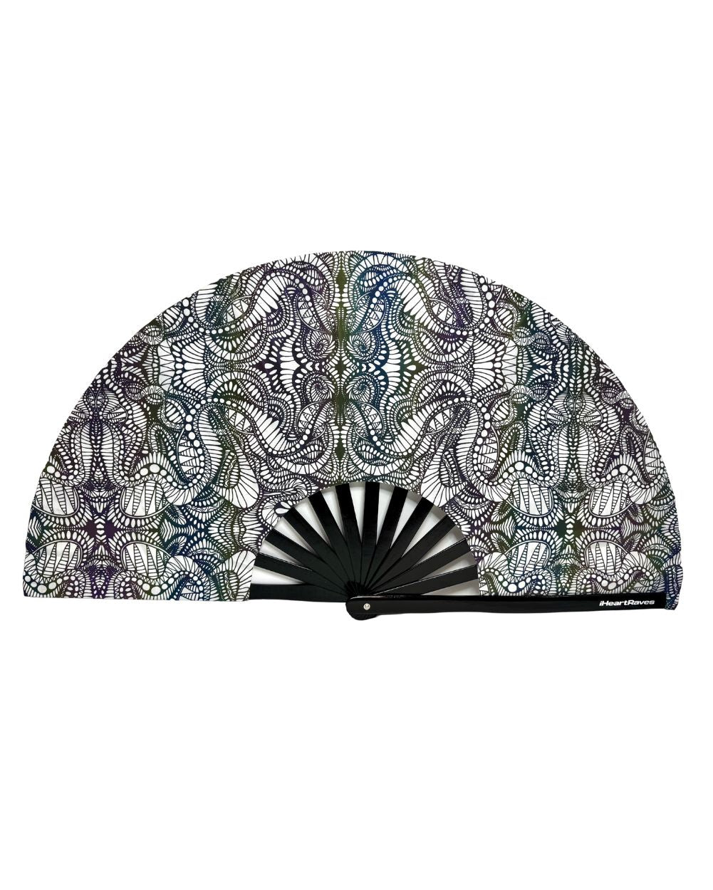 Pure Euphoria White Rainbow Reflective Hand Fan - Image 1