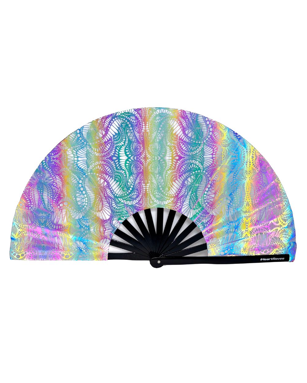 Pure Euphoria White Rainbow Reflective Hand Fan - Image 32875411243191