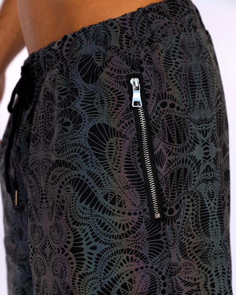 Pure Euphoria Rainbow Reflective Shorts-Black/Grey-Detail