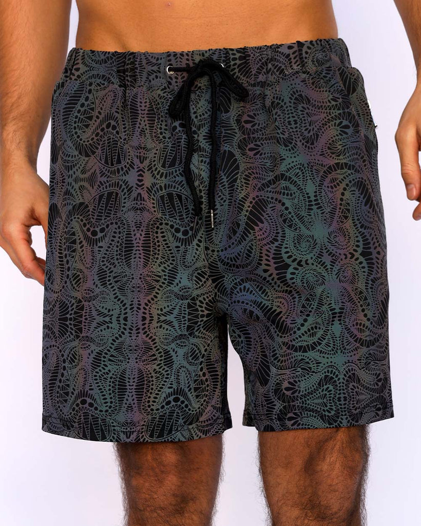 Pure Euphoria Rainbow Reflective Shorts-Black/Grey-Front--Milo---S