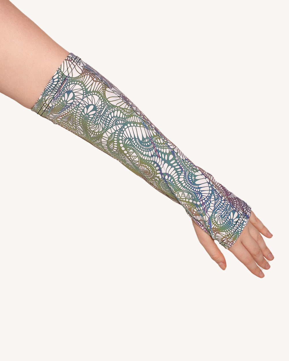 Pure Euphoria White Rainbow Reflective Hood & Sleeve Set - Image 4