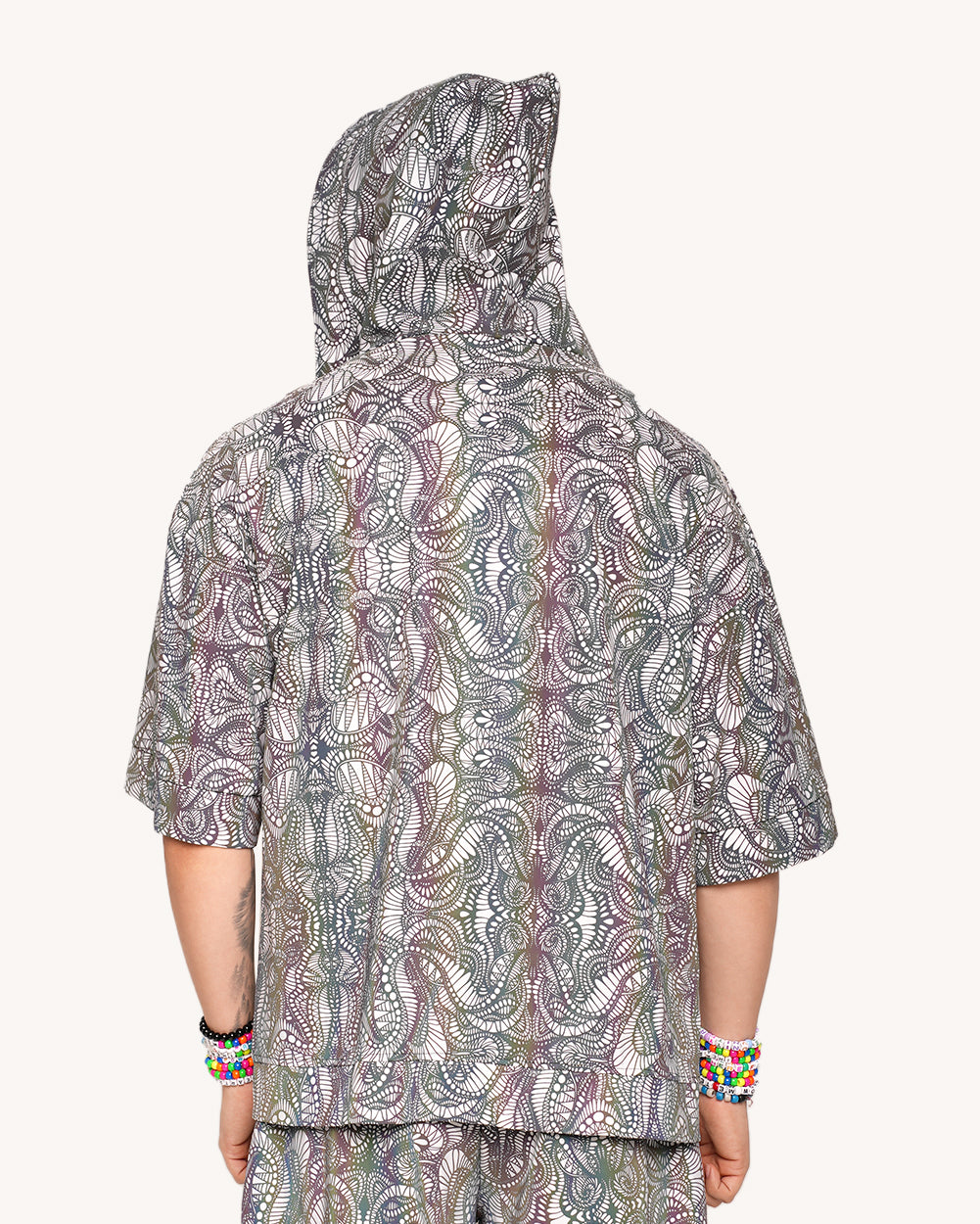 Pure Euphoria White Rainbow Reflective Hooded Robe - Image 32288777633975