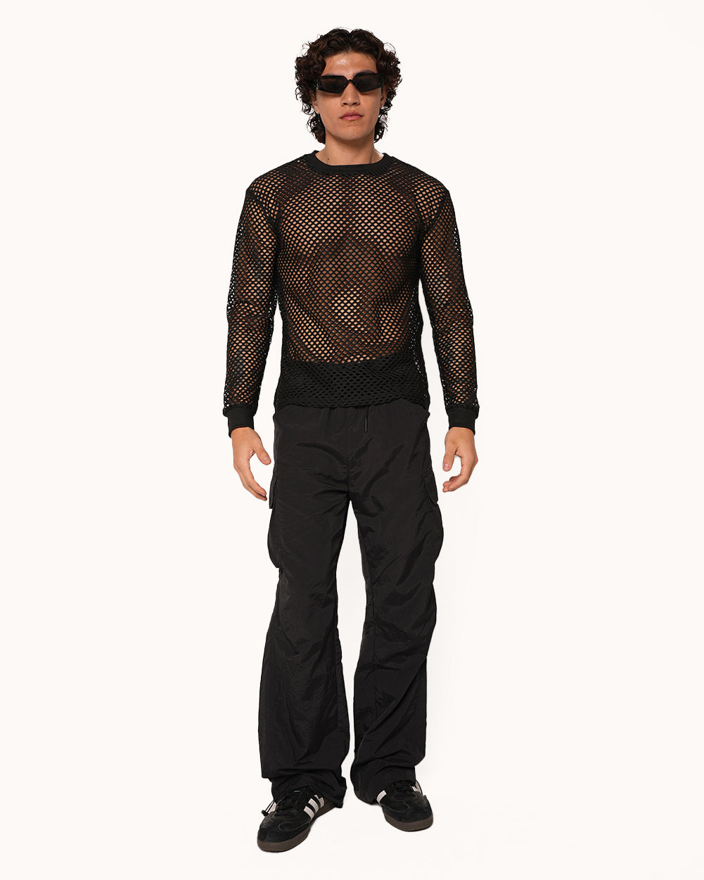 Pure Temptation Men's Fishnet Longsleeves-Regular-Black-Full--Aden---L