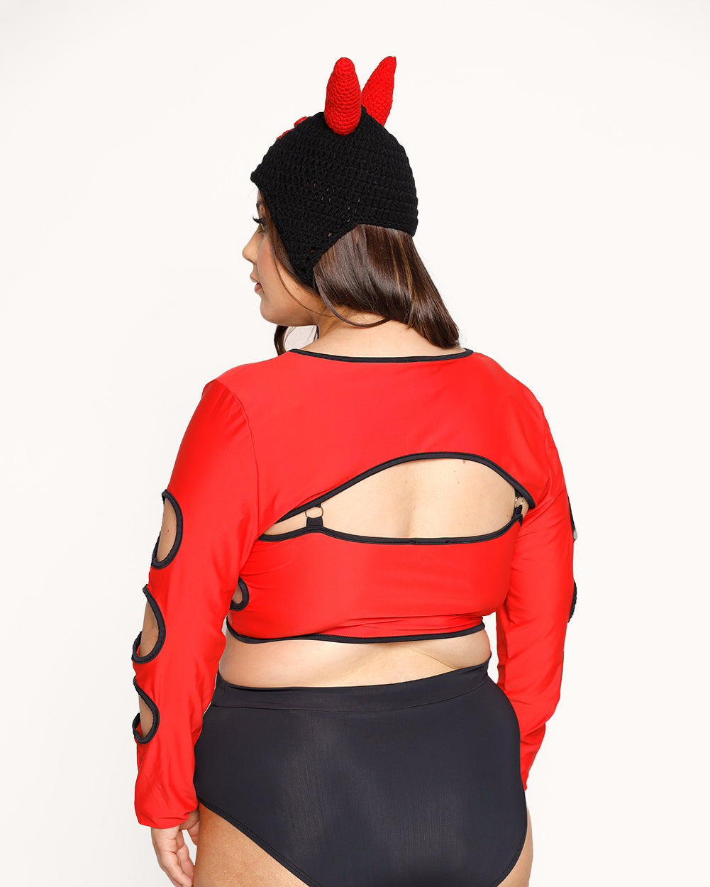 Pure Temptation Ultra Crop Top-Black/Red-Curve1-Back--Milani---1X