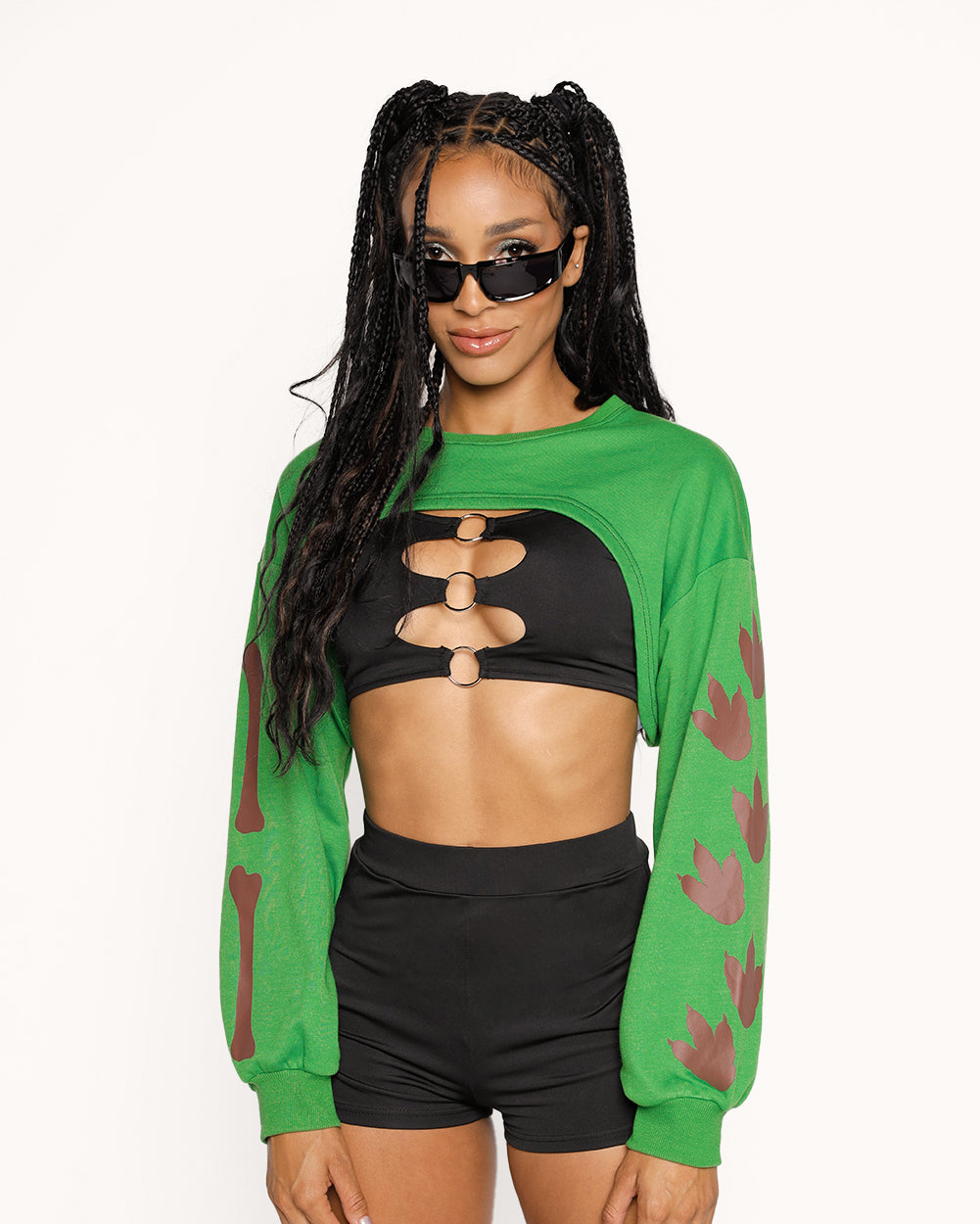 Rageasaurus Rex Ultra Crop Top-Green-Regular-Front--Courtney---S