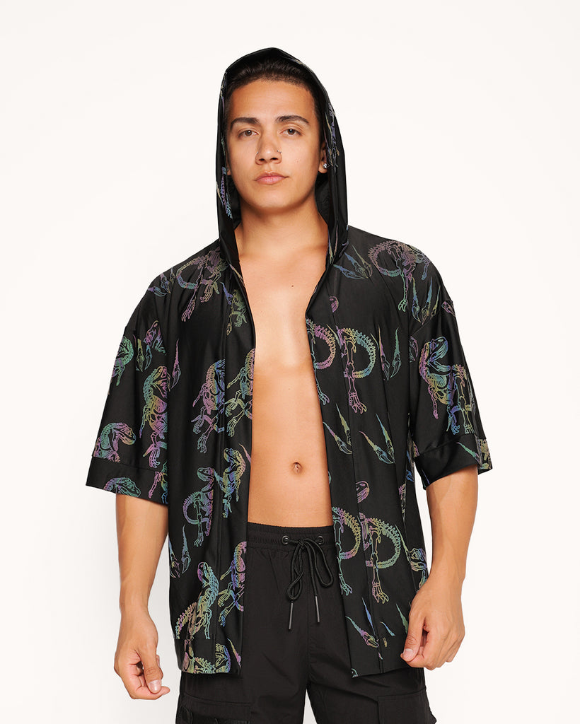 Raptor Rave Rainbow Reflective Robe-Black/Rainbow-Regular-Front--Raine---L